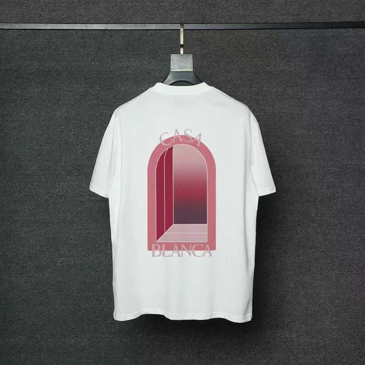 26ss CASABLANCA original printing process short-sleeved T-shirt original development using high-density double yarn pure cotton fabric upper body soft and comfortable color Black White Dark Green color Orange Pink Blue Royal Blue color cigarette powder 8 colors Sizes S M L XL
